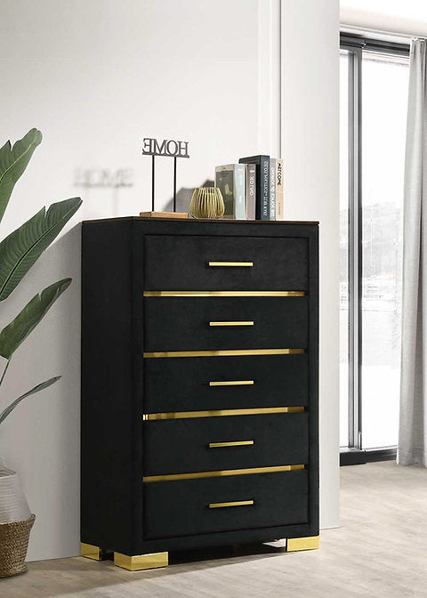 AURORA BLACK-GOLD 6-PIECE BEDROOM SET AURORA BLACK-GOLD 6-PIECE BEDROOM SET