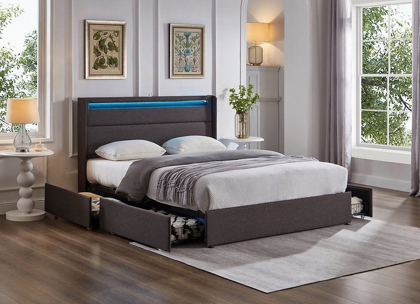 Soft Grey Fabric Contemporary IF-5343 Bed