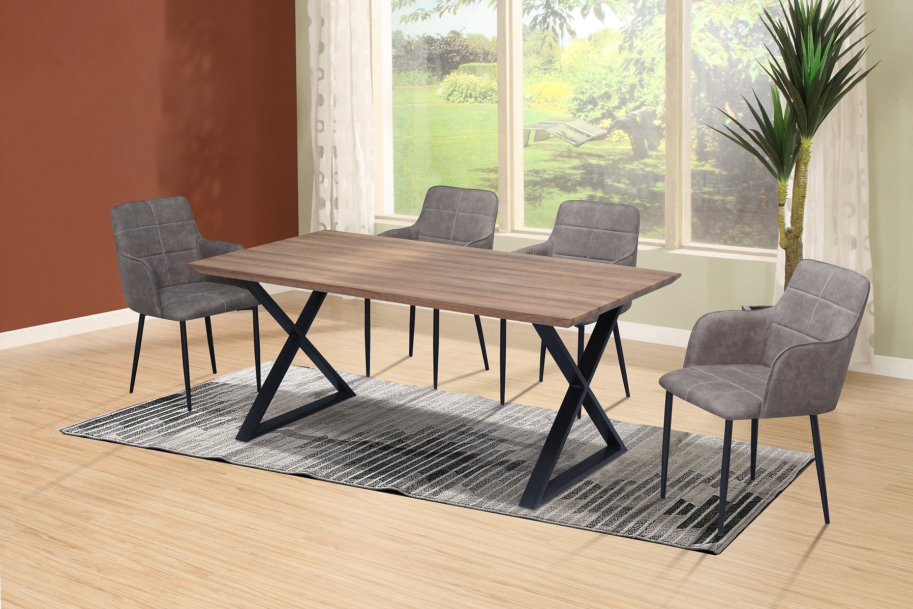 Industrial Style Wood Dining Set – Model T-1812