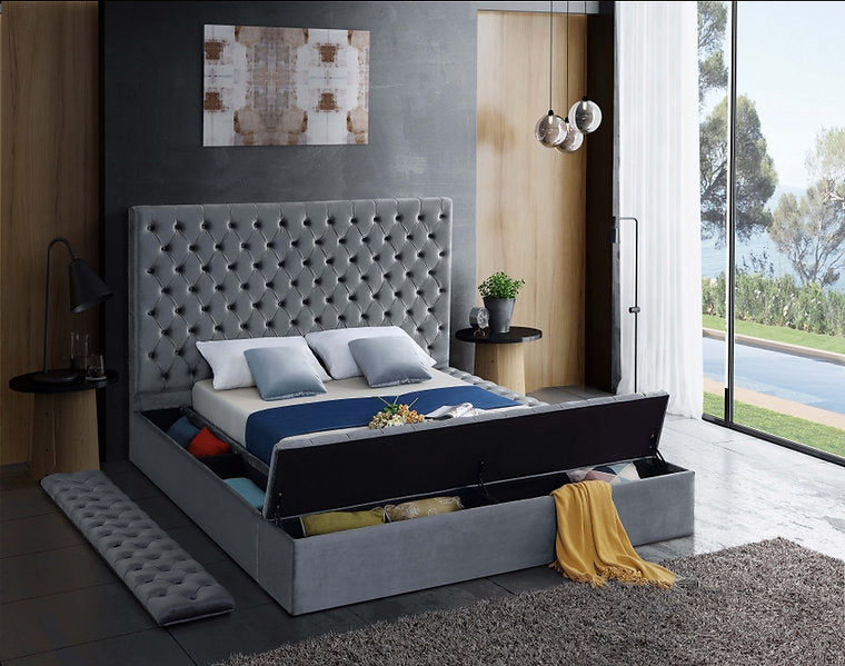 Velvet Fabric Storage Bed IF-5792