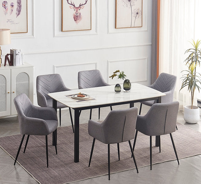 Modern Dining Set with Sintered Stone Marble Top - Model T-1815