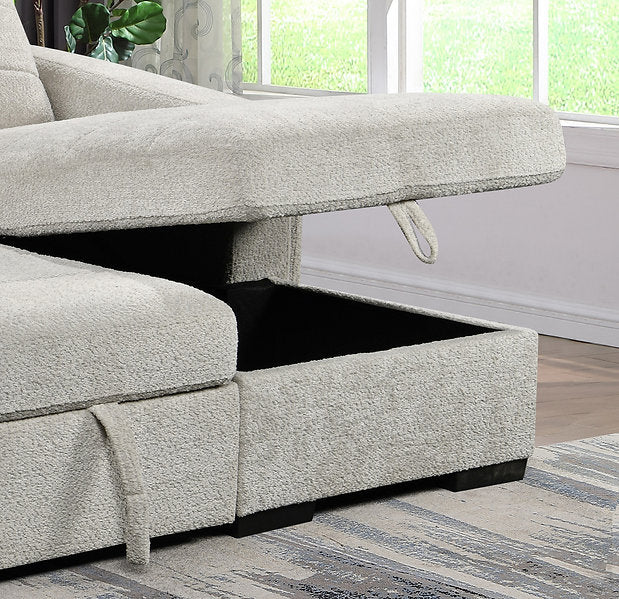 SORELLE™ – LIGHT GREY BOUCLÉ SOFA BED SECTIONAL – IF-9086