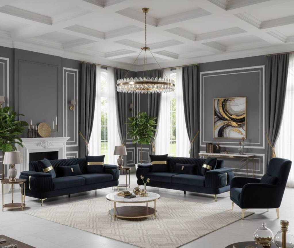 ECLIPSE NOIR™ – MULTI-FUNCTION VELVET SOFA SET – G-6074